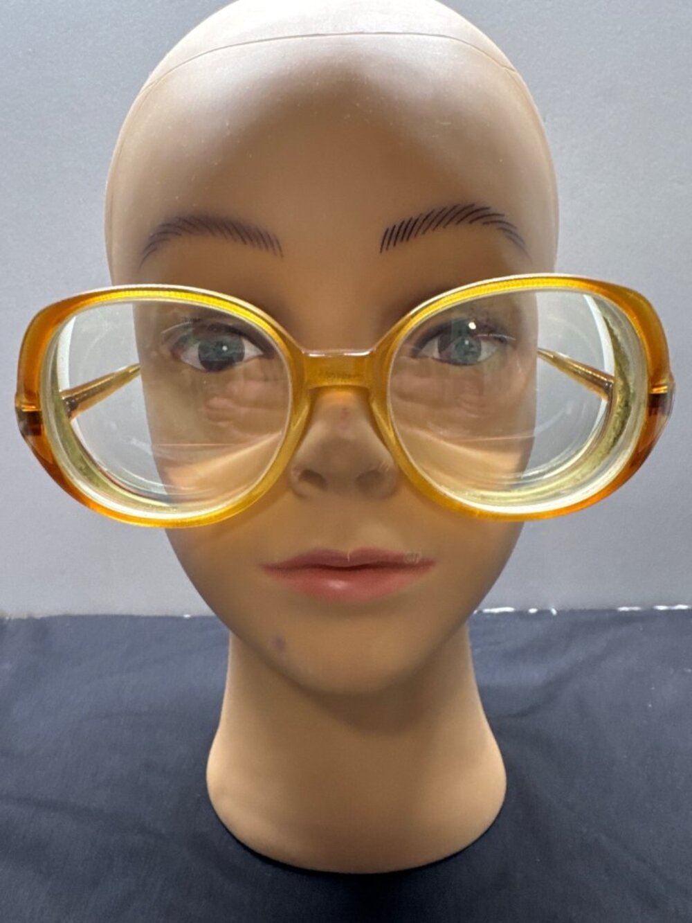 Vintage Oversized Yellow Bifocal Frames 1970s-1980s Round Lens Retro Design Thea